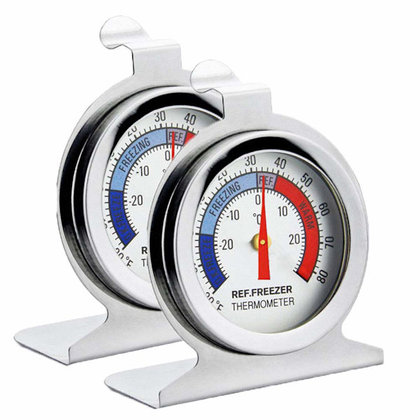 rmometer Kylskåpstermometer, INRIGOROUS 2-pack rostfritt stål urtavla kyl/frys termometer med hängande krok och utfällbart stativ Red, Silver, Blue