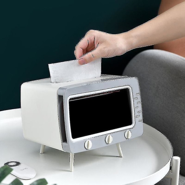 Tv Tissue Box Telefon Holder Stue Hjem Skrivebord Opbevaring Multifunktionel Skuffe