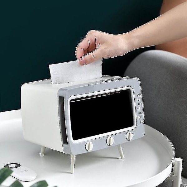 Tv Tissue Box Telefonholder Stue Hjemmeskrivebord Opbevaring Multifunktionel Skuffe