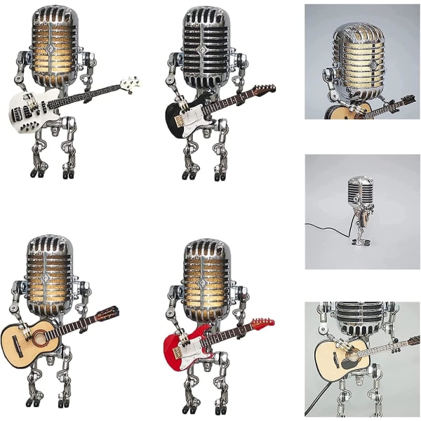 Retro stil mikrofon Robot skrivebordslampe Holder guitar Vintage, vintage mikrofon Robot Touch Dimmer z