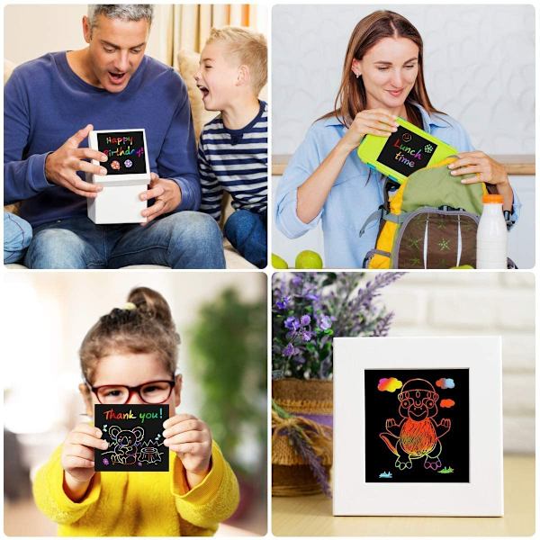 Rainbow Scratch Mini Sticky Notes - 100 Magic Scratch Notesblok Kort Ark til Børne Håndværk Kunst DIY Festartikler Sæt