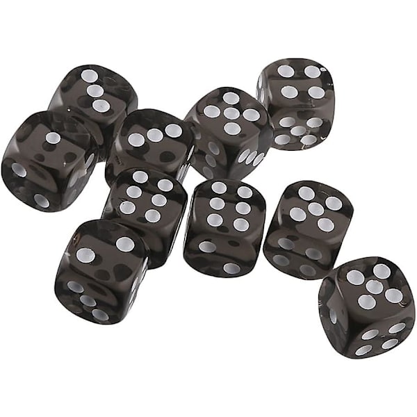 10 kpl noppaa (musta) monimuotoinen D6 noppa 16mm akryylinoppasetti Dnd noppa Rpg Mtg lautapeleihin