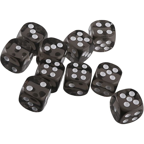 10 stk terninger (svarte) polyhedral D6 terninger 16mm akryl terningsett for Dnd terninger Rpg Mtg bordspill