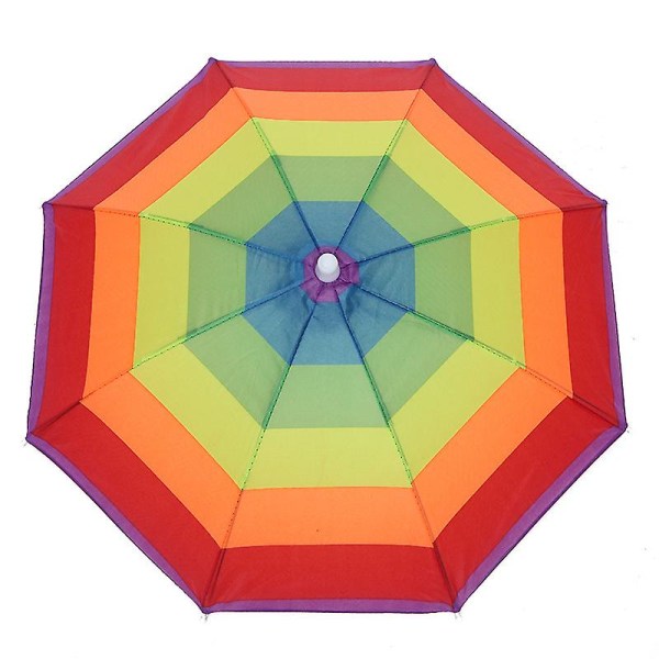1 pack hopfällbara paraplyhattar för fiske Sol Regn Fiske Handsfree Beach Camouflage Färgglad regnbåge