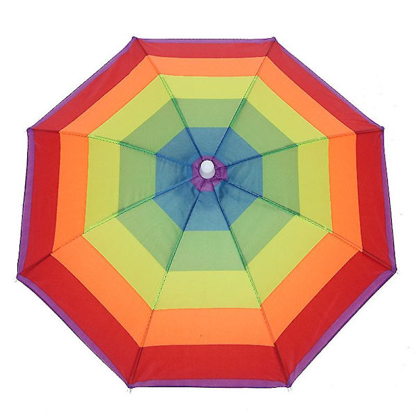 1 pakke sammenklappelig paraplyhatte til fiskeri sol regn fiskeri håndfri strand camouflage farverig regnbue