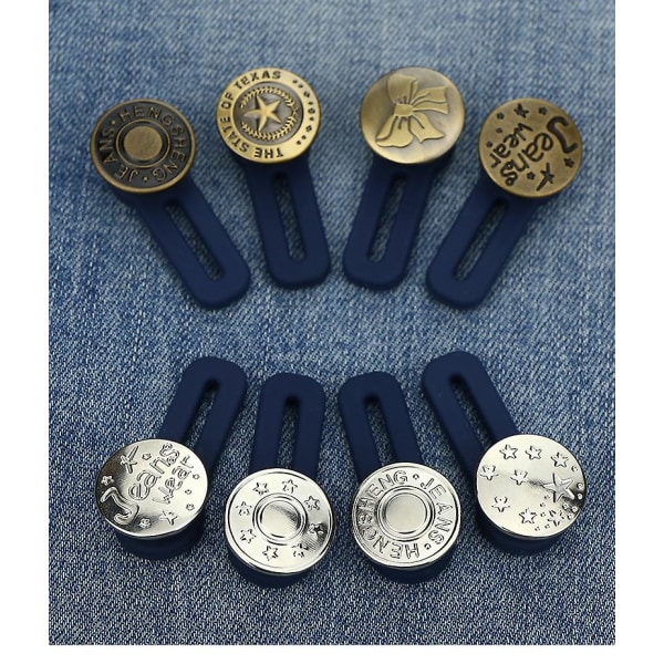 Knappförlängare för byxmidja Justerbar midjeförlängare Metallknapp Elastisk krageförlängare för jeans kjol byxor 10-pack