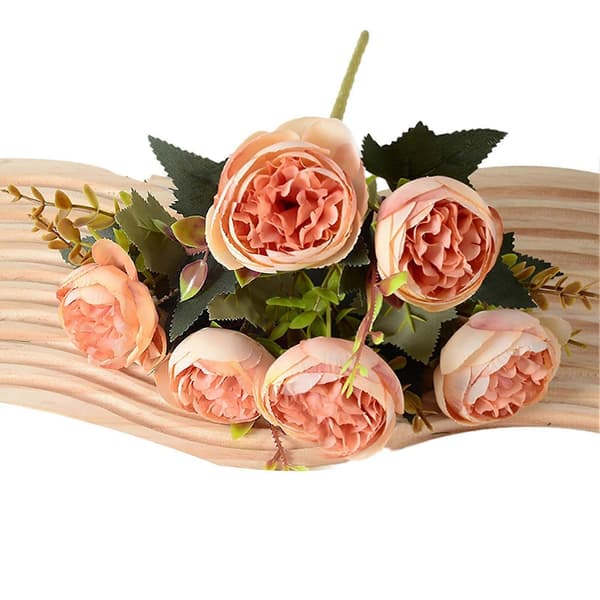 6 hoveder kunstig roseblomst pladsbesparende organizer til køkken og hjem Light Coffee