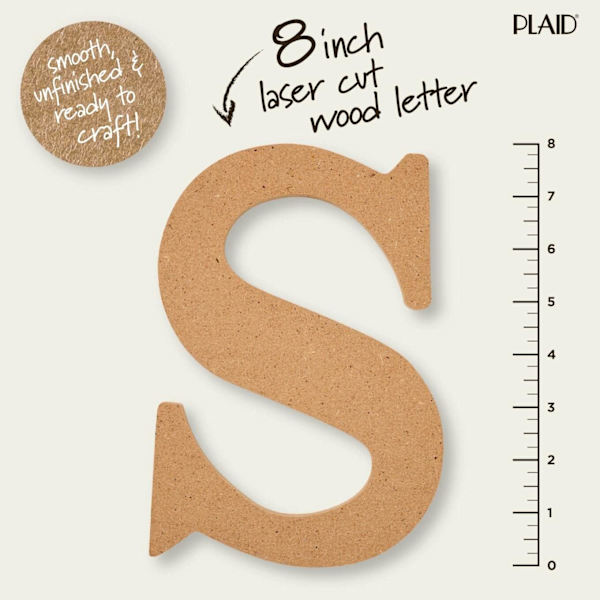 8\" Ubehandlet trebokstaver for kunst og håndverk, DIY-tilpasningssett, produktnummer 63587 og 63598, 8 tommer H + Letter 63598 8 inch