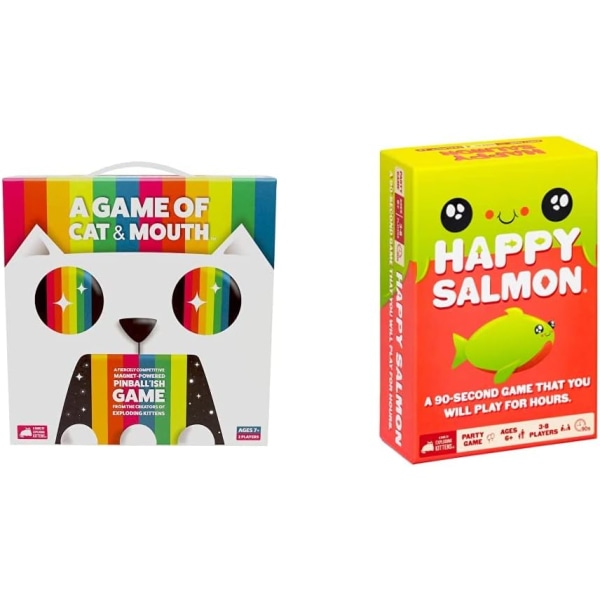 Eksploderende kattunger - Et spill med katt og munn - Kortspill for voksne, tenåringer og barn - Morsomme familiespill og Happy Salmon av - Kortspill for voksne, tenåringer og barn + Happy Salmon by Exploding Kittens Single