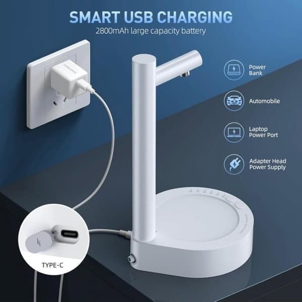 Bordsvattenautomatisk pump USB-laddning för 19-litersflaskor