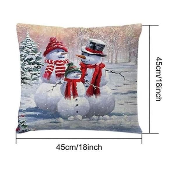 Örngott - Jul - Snögubbe - 45x45cm - Linne - Heminredning
