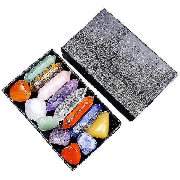 7 Chakra Healing Crystal Stone Sæt Reiki Meditation Stone Yoga Amulet med gaveæske