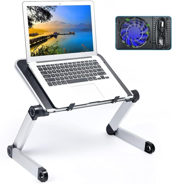 Foldbart Laptop Stativ Skrivebord Justerbart Laptop Stativ Til Seng Foldbart Laptop Bord Bærbart Med Køleventilator Sofa Couch Bakke Til Tablet Laptop MacBook