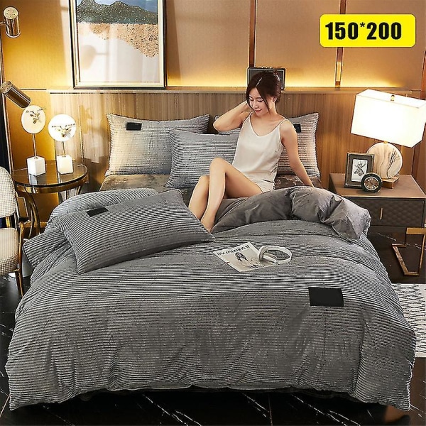 3/4 st Ab Sided Thicken Velvet Vinter Sängkläder Set Full Queen King Size Påslakan Hushåll