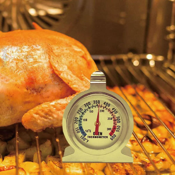 Ugnstermometer i rostfritt stål, omedelbar avläsning, köksugn, temperaturmätare, grilltemperaturer, mätverktyg för hem och butik (2 st,