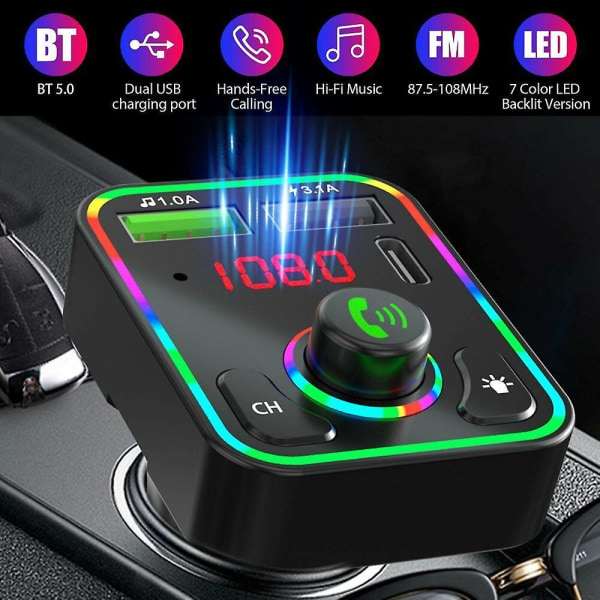 Bil Fm Bluetooth-sender Mp3-spiller trådløs håndfri radioadapter