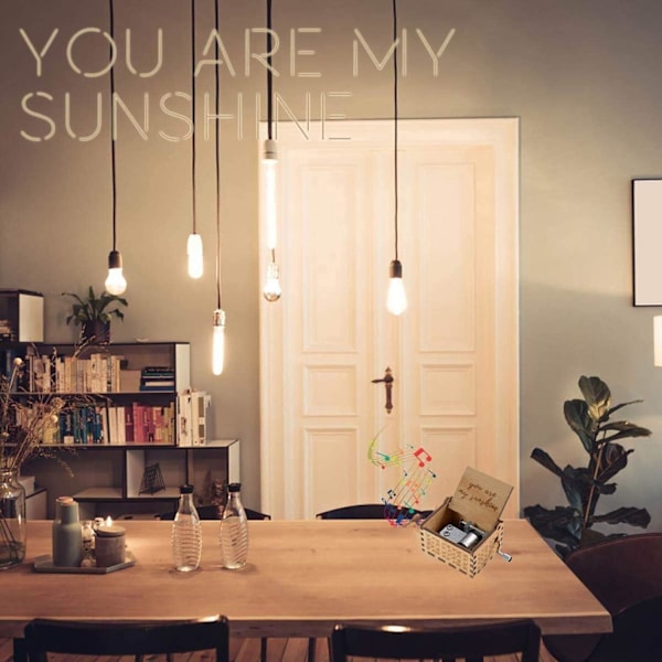 Lasergraveret Vintage Træhånddrevet Musikboks, You are my Sunshine, Fødselsdag, Valentinsdag gave og også den bedste gave til ven You Are My Sunshine