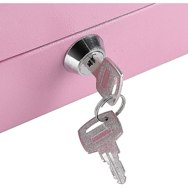 Säkerhetsbox Mini Bärbar Stål Petty Låsbart Kontant Pengar Mynt Säker Säkerhetsbox Hushåll 1st (rosa) ,h