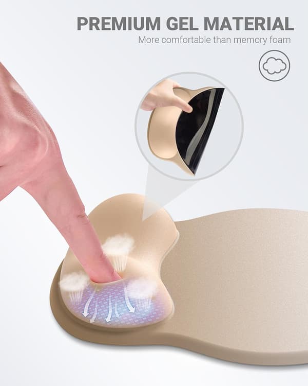 Ergonomisk musematte med håndleddsstøtte, komfortabel musematte med håndleddsstøtte, lindrer håndleddssmerter gelmusematte, sklisikker gummisåle musematte