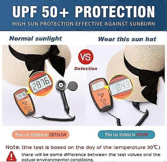 Kvinders solhatte UPF 50 bredskygget strand sommerhat til kvinder foldbar hestehale sløjfe Khaki