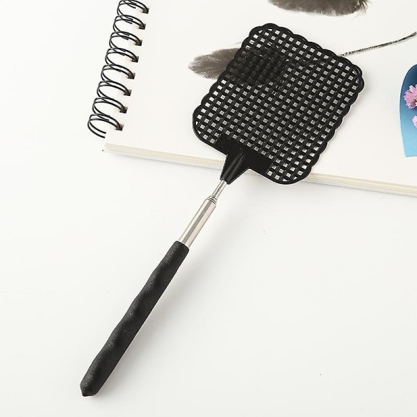 Retractable Fly Swatter (musta + punainen), Retractable Fly Swatter, Kestävä ja tukeva teleskooppikahva, Kevyt manuaalinen tuholaistorjunta