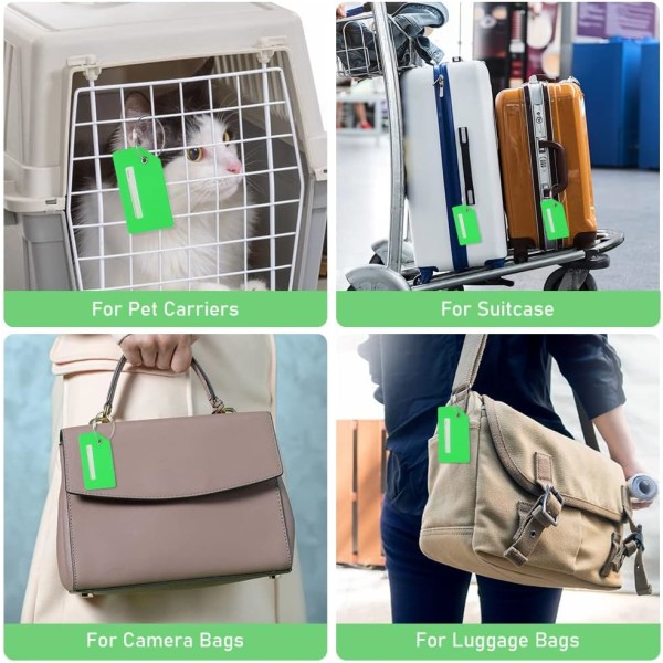 6 stk. bagagemærker, silikone-bagageetiketter, kuffert-id-mærkesæt, håndtaskemærker Rejsetilbehør til indtjekket bagage, håndbagage og #9 Green 6PCS ^3 6PCS