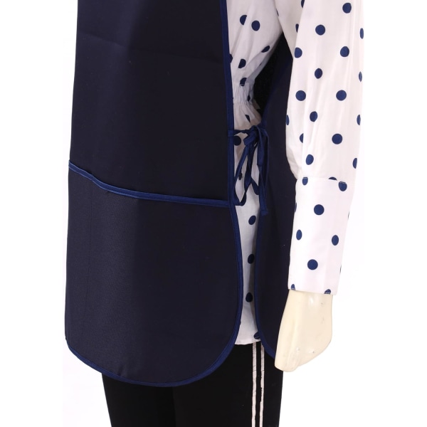 Justerbar Universal Skomagerforklæde Unisex Skomagerforklæde til Mænd Kvinder Damer Tabards Arbejdsrengøringsforklæde med 2 Dybe Lommer Navy Blue XL