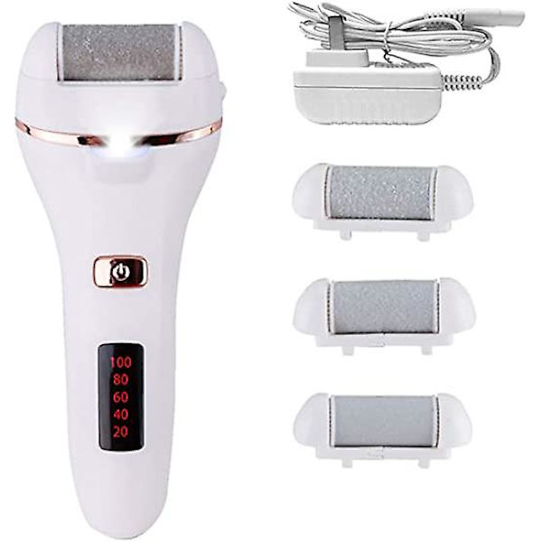 1 stk. bærbar elektrisk fodfil pedicure genopladelig elektronisk fodfil med 3 hoveder pedicure fodpleje kan nemt fjernes på sekunder (3 hoveder)