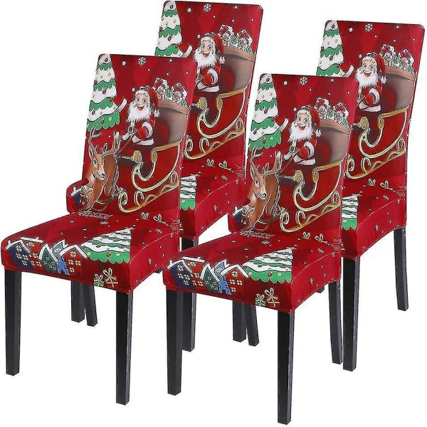 Weihnachten Stuhlhussen 4er Set Stretch Stuhlbezug E Xmas Festlich Hu