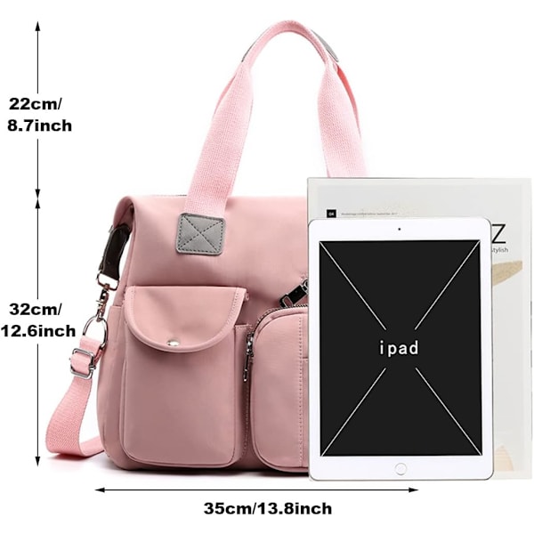Tote tasker til kvinder - stilfuld nylon skuldertaske - håndtaske med top håndtag - multi lommer - arbejdstasker - vandafvisende rejse crossbody messenger taske