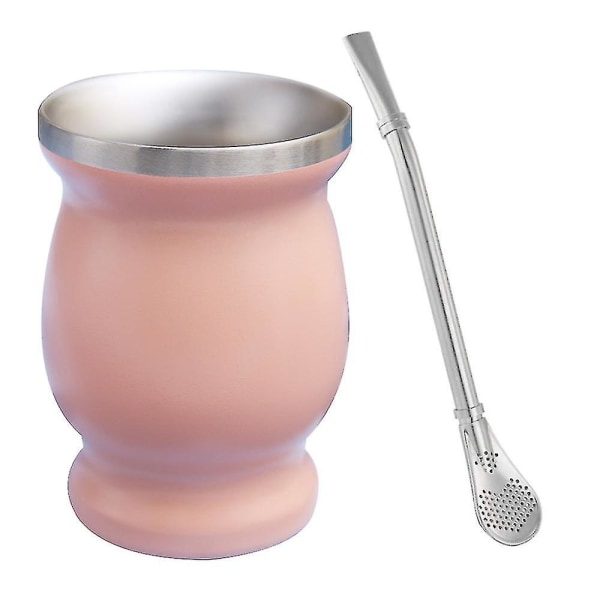 Mate Cup i rostfritt stål Argentina kalebassformad kruka magkopp Dubbellagers vakuum mugdubbelväggig, lätt att rengöra