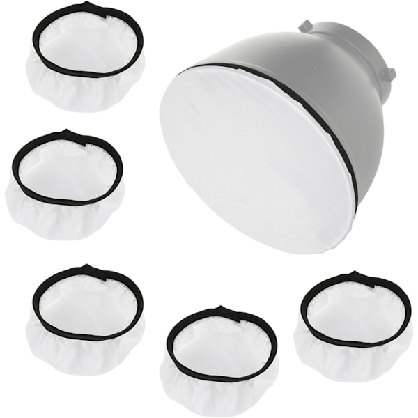 6 st standard reflektordiffusoröverdrag 7\" / 18cm mjukt tygdiffusorljusöverdrag reflektoröverdrag för fotografering videostudio standard blixt R White (6 Pcs)