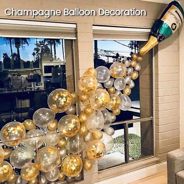 42st Champagneflaska Festdekoration Ballonger Set Konfetti Ballongdekorationer och Banner Bakgrund Bakgrund För Festdekoration