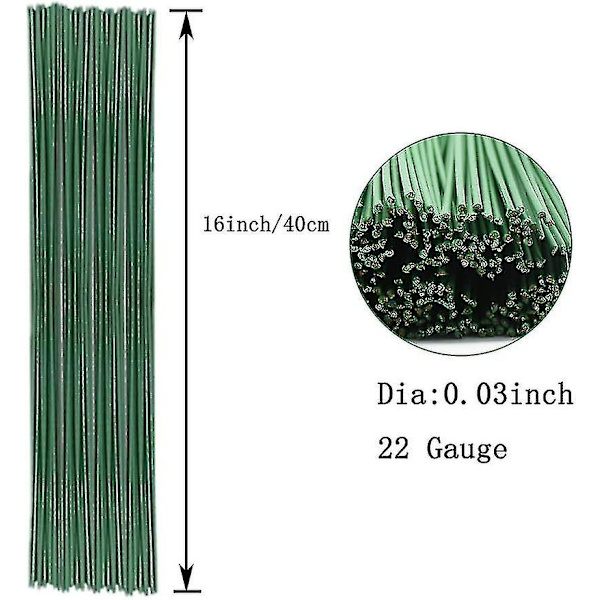 200 kpl kukkalanganka, 16 tuuman 22 gauge tummanvihreä kimppulanka kukka-asetelmiin, diy-askarteluun, kukkien tekoon