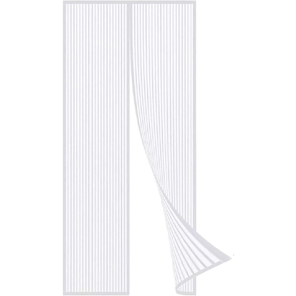 Brun Magnetisk Insektnet Dørskærm Polyester Mesh Gardin Auto Snap Lukning Passer Til Dør Op Til 90 x 210cm - Hvid