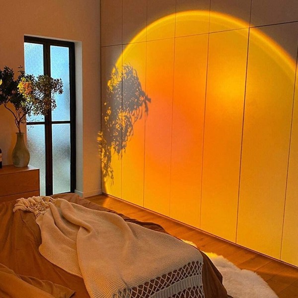 Auringonlaskun projektiolamppu, LED-projektiolamppu, moderni lattiavalaisin, 180 asteen kierto, käytetty olohuoneen sisustuksessa, väri: auringonlasku