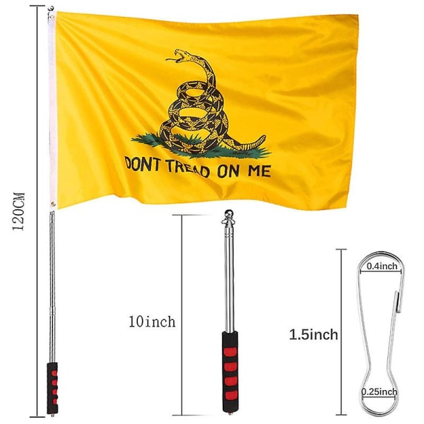 4 stk. Teleskopstang, Flagstang 1,2 m Rustfrit Stål Udtrækkelig Bærbar Flagstang Flagstang Til Klasseværelse Turguide Flag Banner