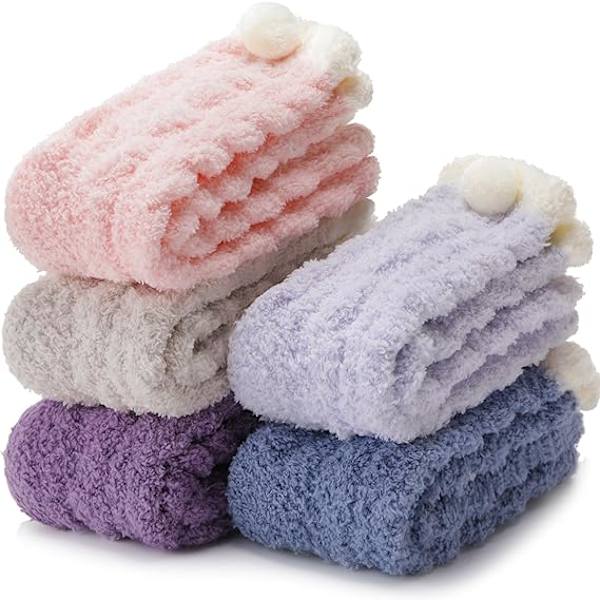 Fluffy og myke sokker for kvinner, myke fleece-hjemmesko, koselige plysj vintersokker, senggave, damesockker
