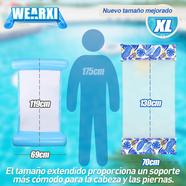 XL Poolmatta, 2-pack Uppblåsbar Poolmatta, 4 i 1 Uppblåsbara Poolflottar för Vuxna & Barn, Poolmatta Vuxna & Barn