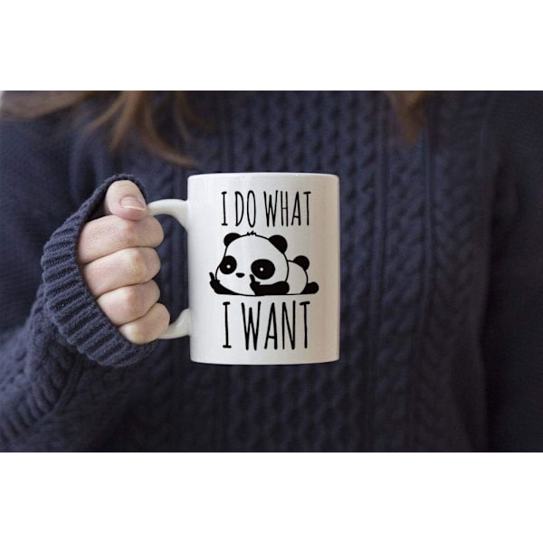 Jeg Gjør Hva Jeg Vil Midtfinger Søt Panda Keramisk Kaffe Kanne Melkkopp 11oz, Morsom Coffice Spøk Nyhet Bursdagsgaver for Menn Venner Bo Panda