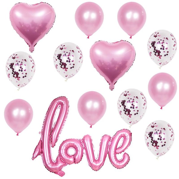 15 stk Rosa Confession Of Love Folie Folie Ballong Dekorasjoner Sett Konfetti Ballonger Og Banner Bakgrunn Bakgrunn For Festdekor