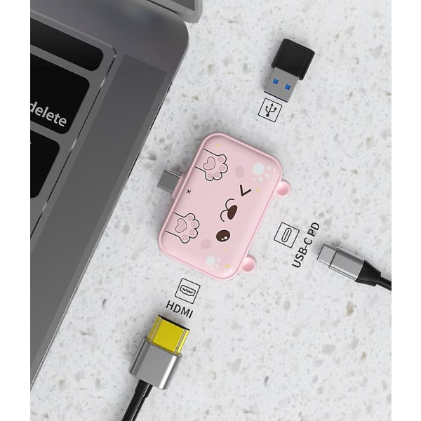 3-i-1 Dockningsstation Usb Typ-c Kartong Adapt Hub Multi Port För Ipad Tablet