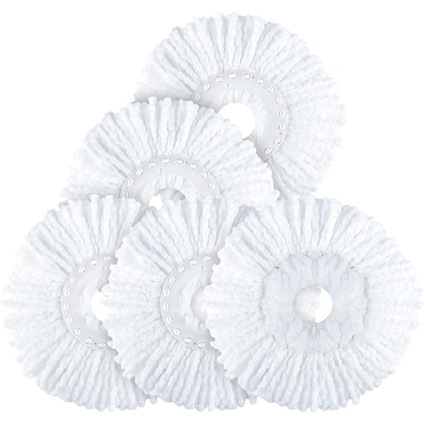 Mop-pää 360° pyörivään pyöreään taikamoppaan, 4 pakkausta universaalia pyörivän mopin vaihtopään täyttöä, mikrokuitua, valkoinen White Universal 6.1''6.3''