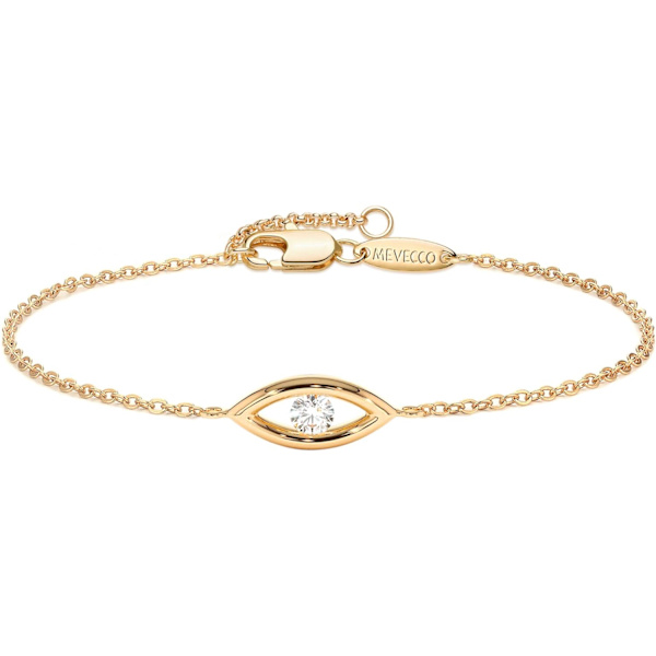 Armbånd for kvinner 14K gullbelagt kjede delikat smykke søtt for jenter Evil Eye A 2 Layer Satellite Chain