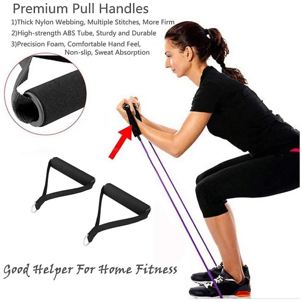 Trækhåndtag Modstandsbånd Træningsbånd Håndtag Tube Workout Gym Yoga Fitness Stretch (1 stk, sort)