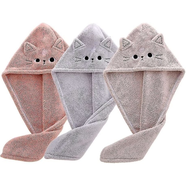 3-pack Cat H handdukar, mikrofiber H handduksomslag, ultraabsorberande torr H turban