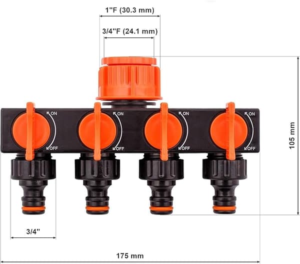 3/4\" x 1\" 4-vejs havehaneadapter