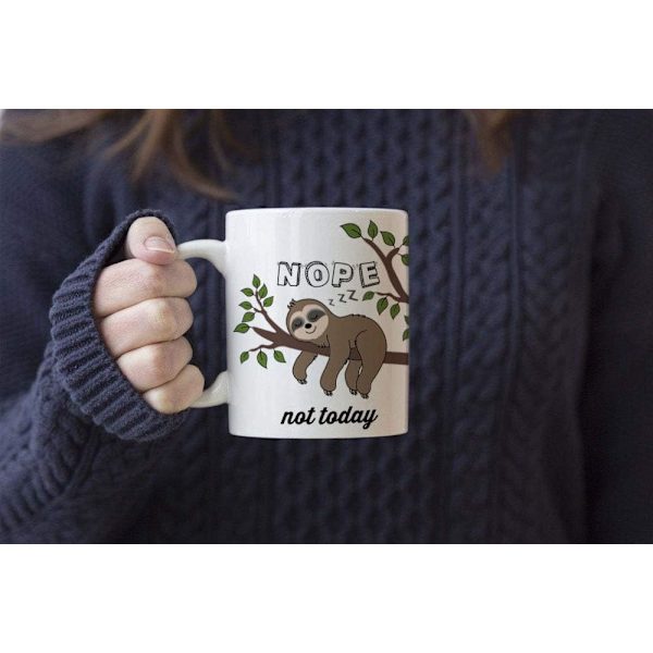 Søte dovendyrgaver Nope Not Today Morsom kaffekopp Ha en fin dag Keramisk tekopp 11oz, Kawaii bursdagsgave til menn kvinner kone ektemann datter F Sloth