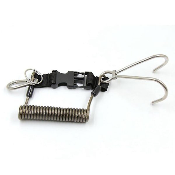 S Reef Less Steelhook Double Diving Reef Hook With Spiral Coil Lanyard Diving Safe Accesso