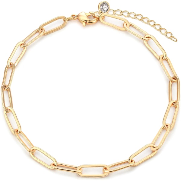 Armband för kvinnor 14K guldpläterad läcker kedja Enkla smycken söta för flickor Paperclip Chain Oval 2 Layer Satellite Chain